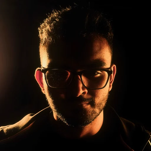 Warm side-lit portrait of Karan Paitka